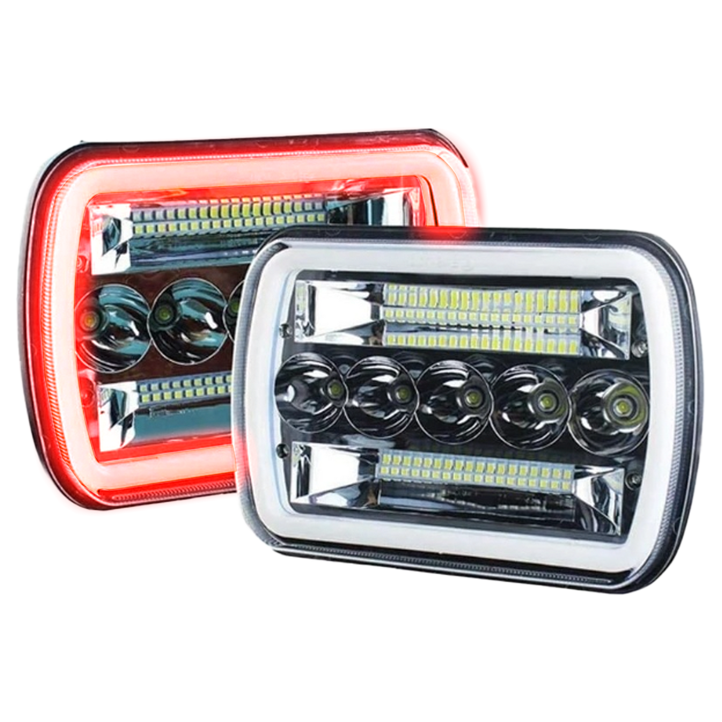 Unidad Cuadrada Led 6054 "Mirror" 45 LED Alta/Baja con Aro 12V cc