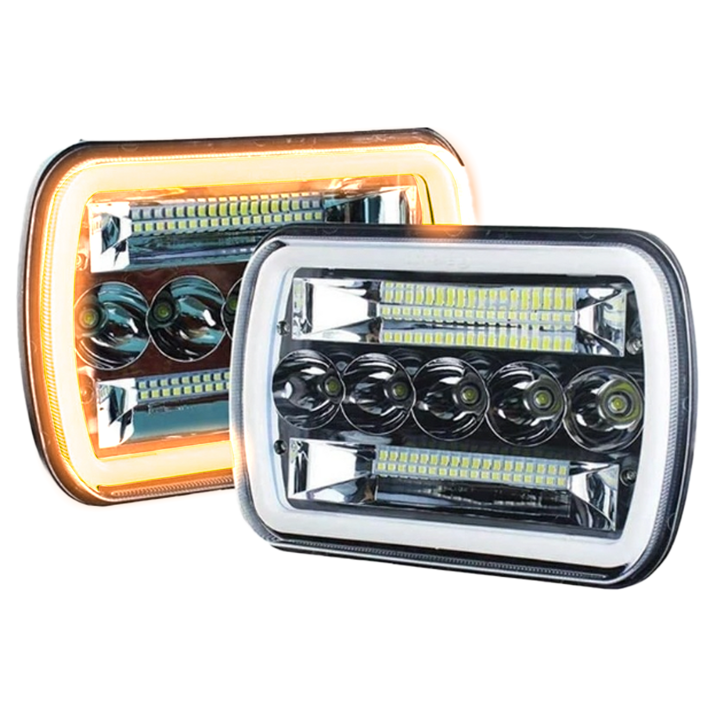 Unidad Cuadrada Led 6054 "Mirror" 45 LED Alta/Baja con Aro 12V cc