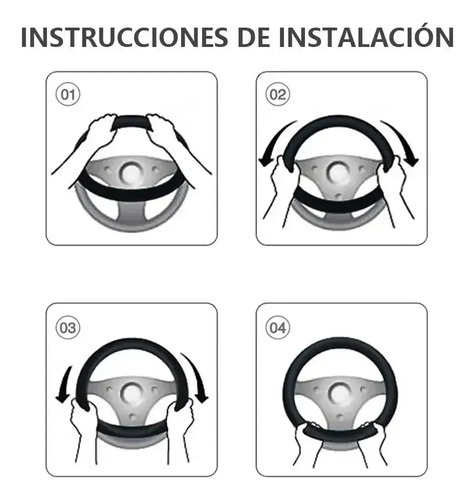 Funda Para Volante De Vinil Negra Con Costura Gris
