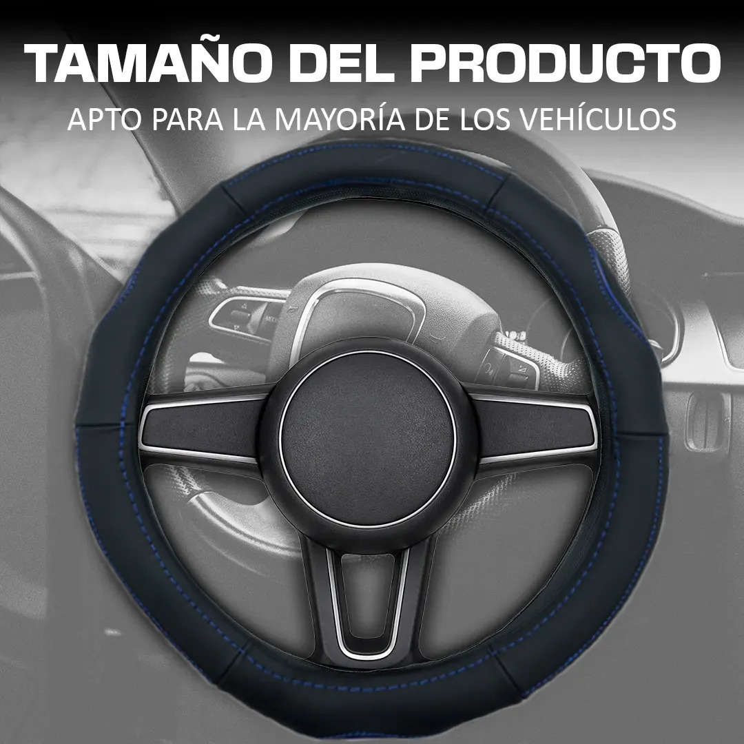 Funda Para Volante En Color Negro Con Detalles En Azul