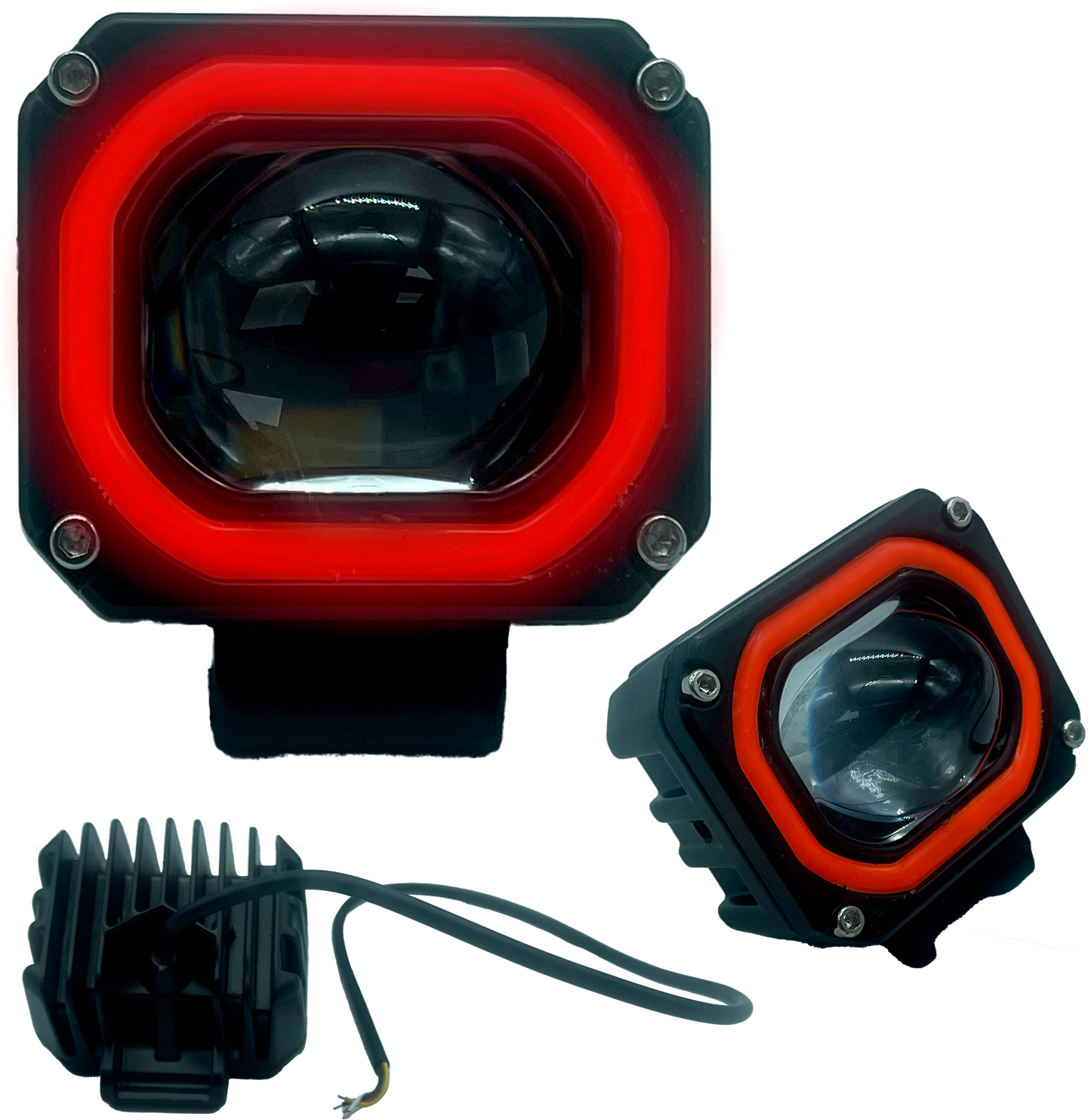 Faro de Led Moto 1 Lupa Fijo con Aro 10-30V cc