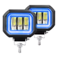 Faro de Led Cuadrado 3 Lupas Fijo+Estrobo Aro Gel 12/24V cc 30W