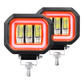 Faro de Led Cuadrado 3 Lupas Fijo+Estrobo Aro Gel 12/24V cc 30W