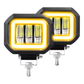 Faro de Led Cuadrado 3 Lupas Fijo+Estrobo Aro Gel 12/24V cc 30W