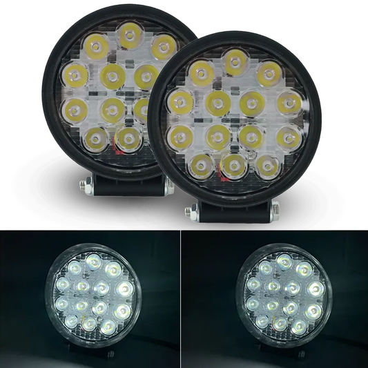 Faro de Led Redondo 42W 14 LEDS Fijo+Estrobo 10/30V cc