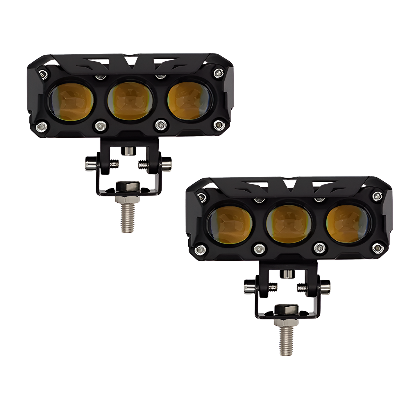 Faro de Led Moto 3 Lupas Blanco/Ámbar Fijo+Estrobo 10/30V cc