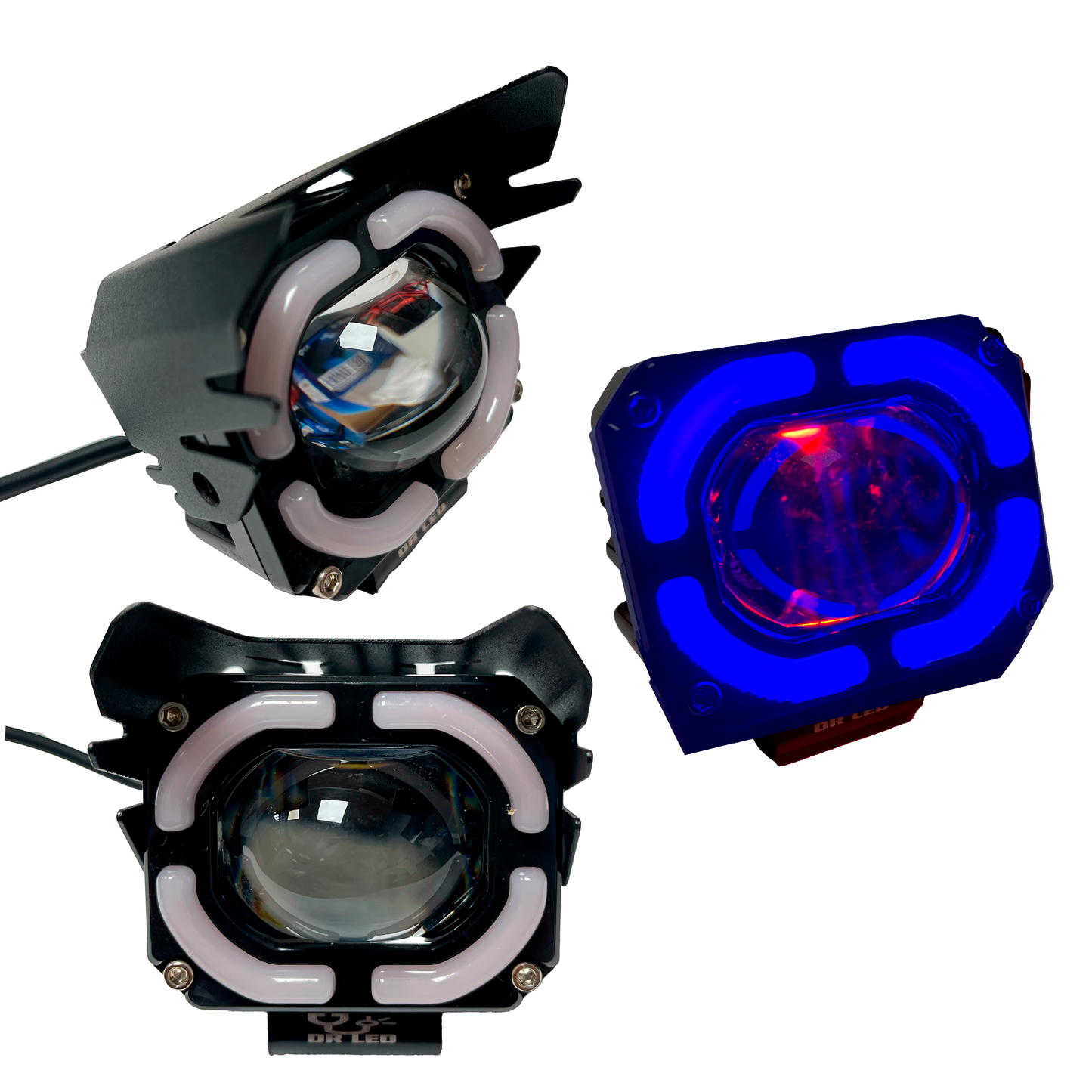 Faro LED Moto Una Lupa Fijo Blanco+Ámbar 10/30V cc