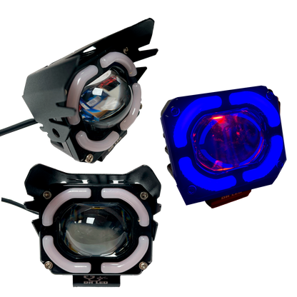 Faro LED Moto Una Lupa Fijo Blanco+Ámbar 10/30V cc