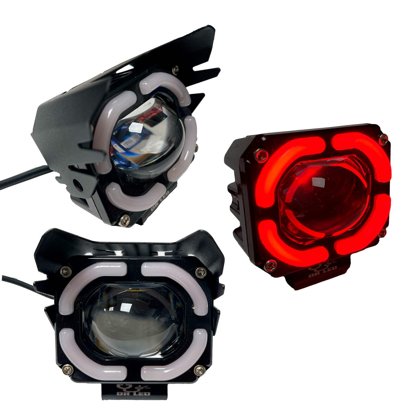 Faro LED Moto Una Lupa Fijo Blanco+Ámbar 10/30V cc