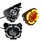 Faro LED Moto Una Lupa Fijo Blanco+Ámbar 10/30V cc
