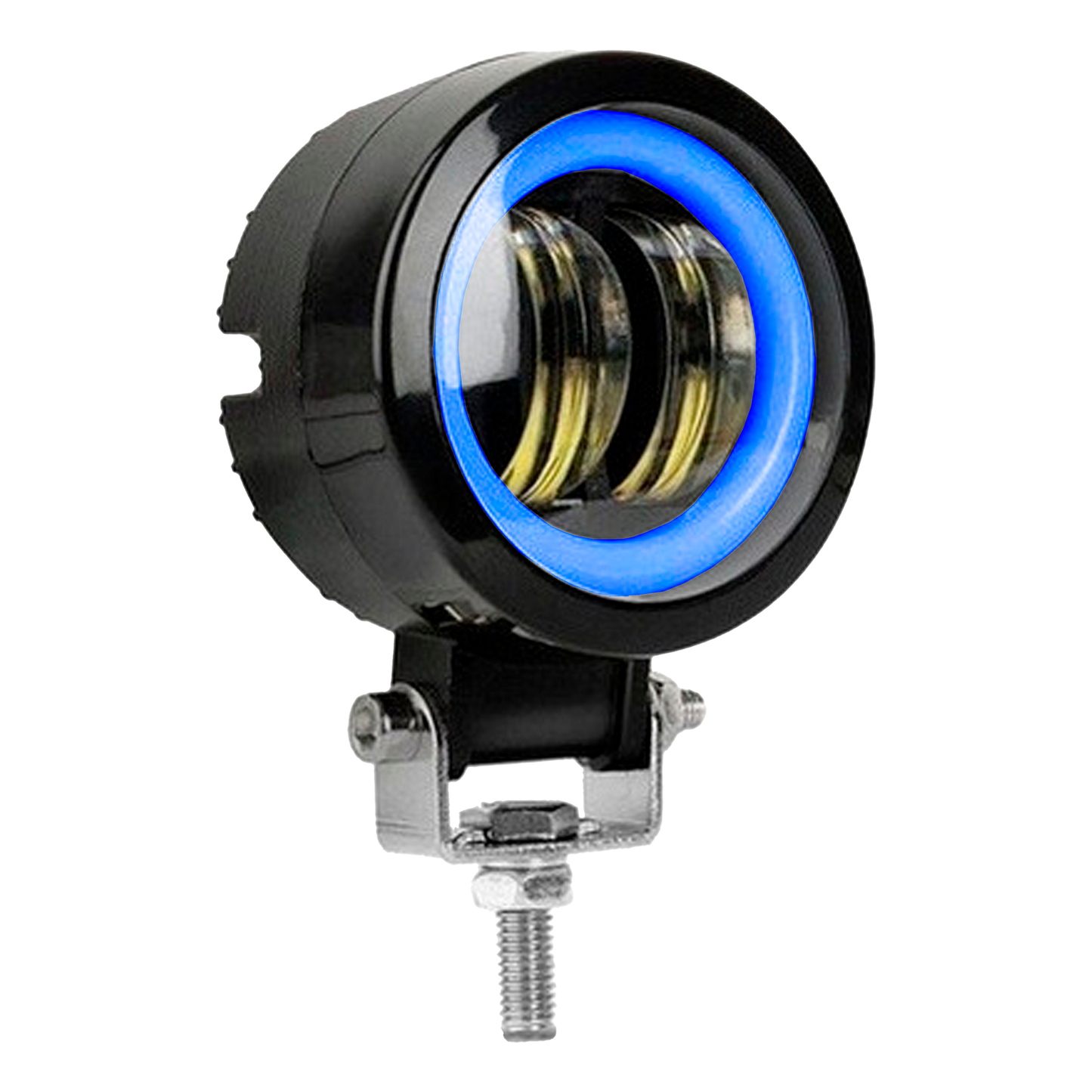 Faro de Led Redondo 2 Lupas 30W Lente Halo Aro Fijo + Estrobo