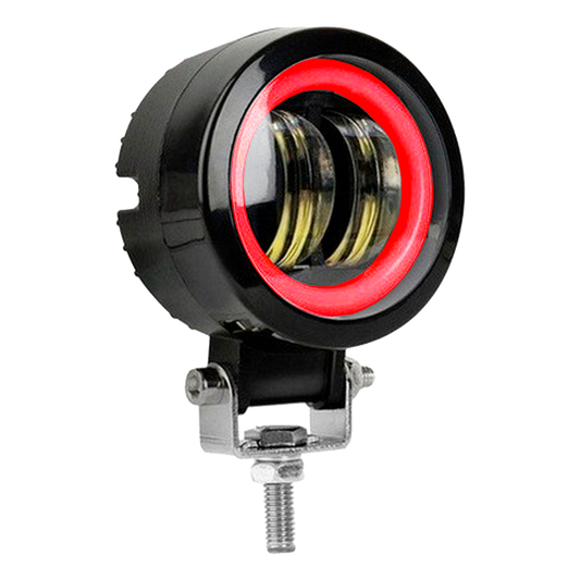 Faro de Led Redondo 2 Lupas 30W Lente Halo Aro Fijo + Estrobo