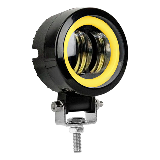 Faro de Led Redondo 2 Lupas 30W Lente Halo Aro Fijo + Estrobo