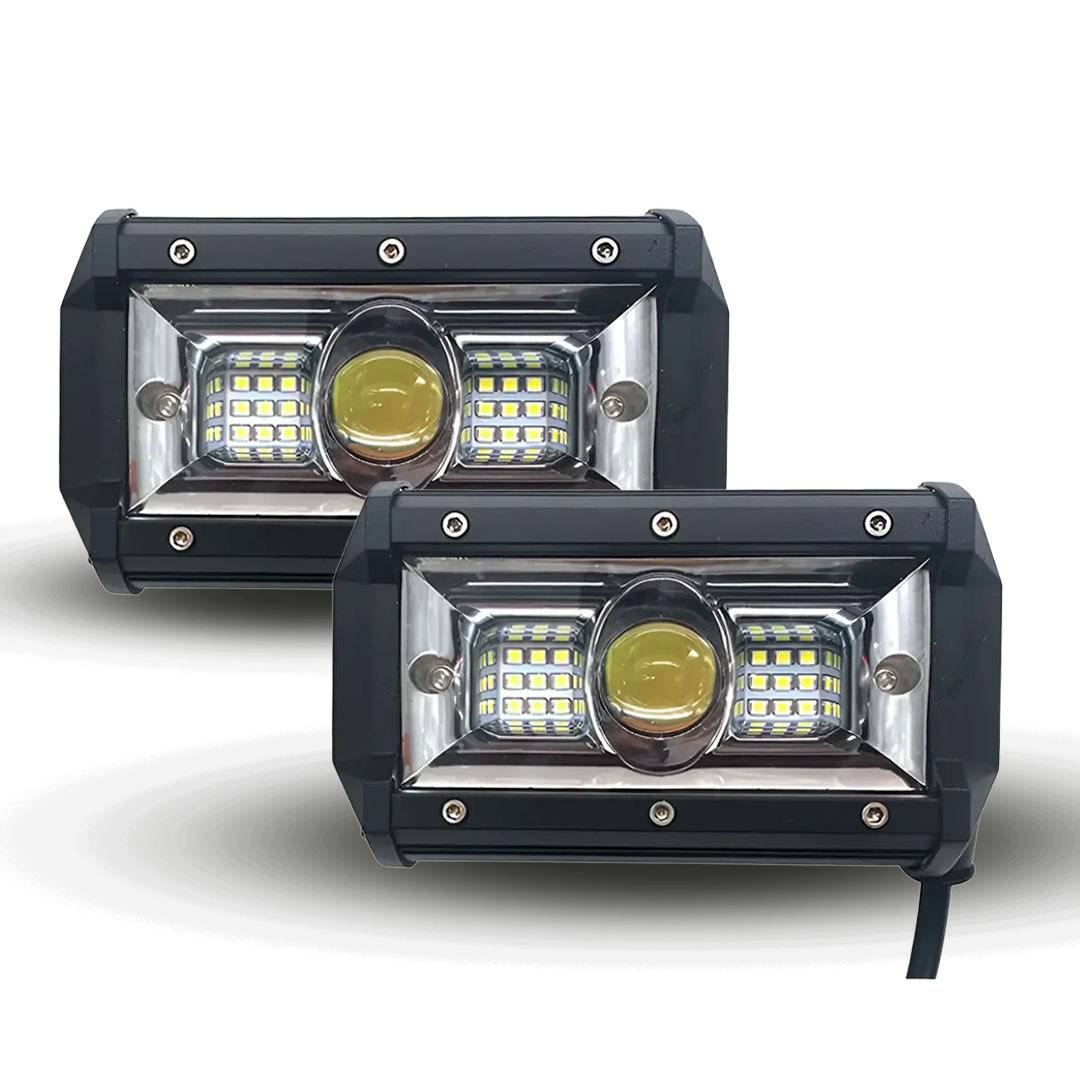Faro de LED Dually Rectangular 2S 1 Lupa Fijo Blanco /Ámbar 60W 10/30V cc
