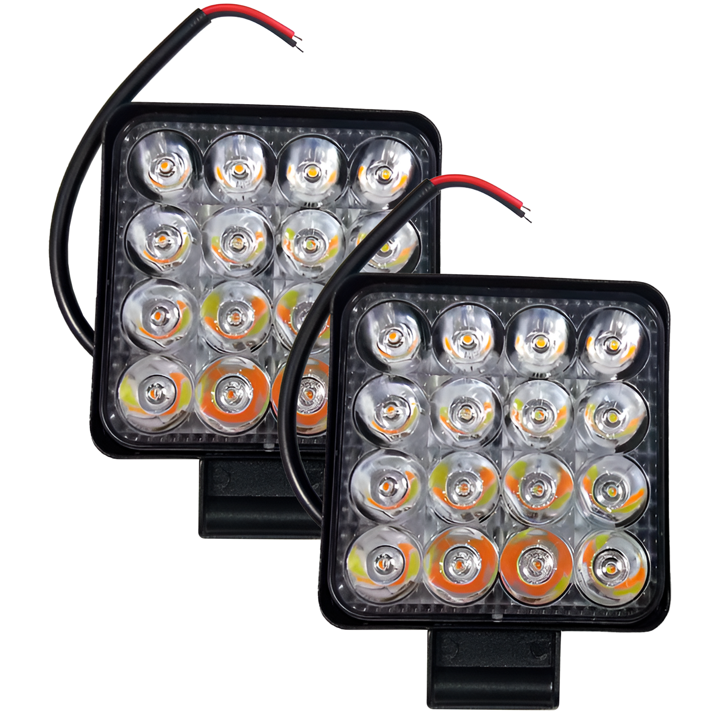 Faro Slim Cuadrado 16 LED 8CM Fijo+Estrobo 10/30V cc