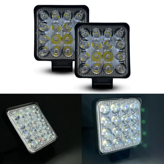 Faro Slim Cuadrado 16 LED 8CM Fijo+Estrobo 10/30V cc