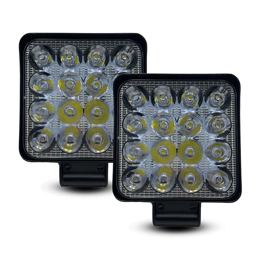 Faro Slim Cuadrado 16 LED 8CM Fijo+Estrobo 10/30V cc