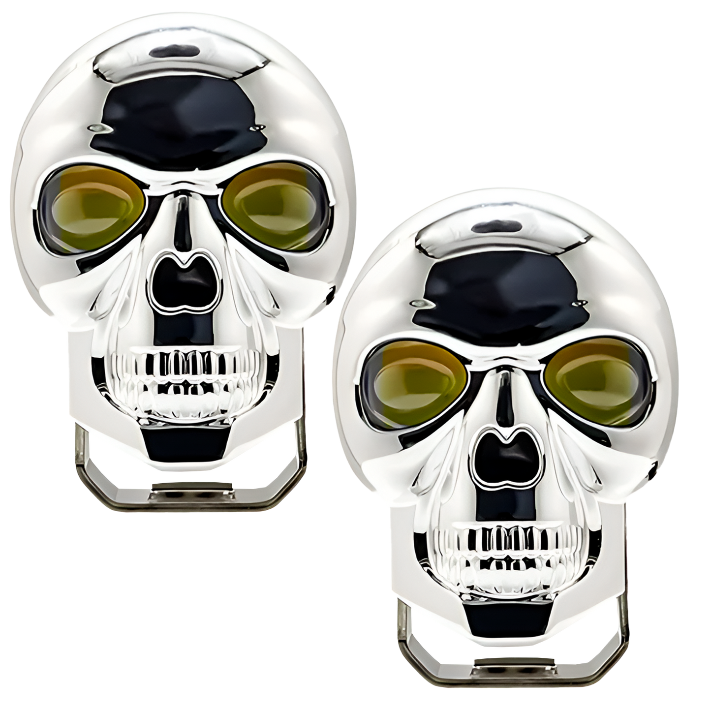Faro Led Moto Calavera con Lupa Fijo+Estrobo Blanco/Ámbar 40W 9/36V cc