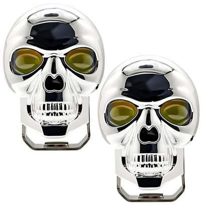 Faro Led Moto Calavera con Lupa Fijo+Estrobo Blanco/Ámbar 40W 9/36V cc