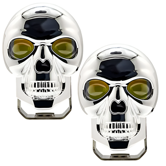 Faro Led Moto Calavera con Lupa Fijo+Estrobo Blanco/Ámbar 40W 9/36V cc