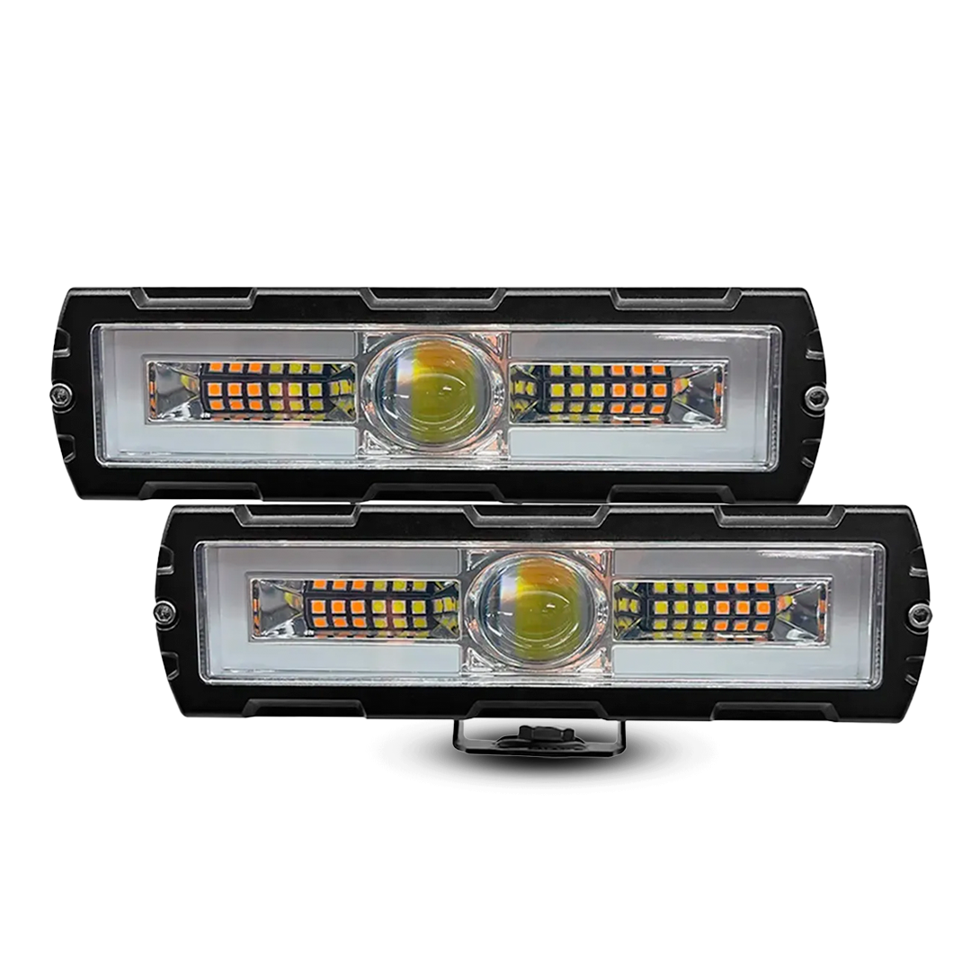 Faro de Led Rectangular 2S 1 Lupa Blanco/Ámbar Fijo 30W 9/36V cc