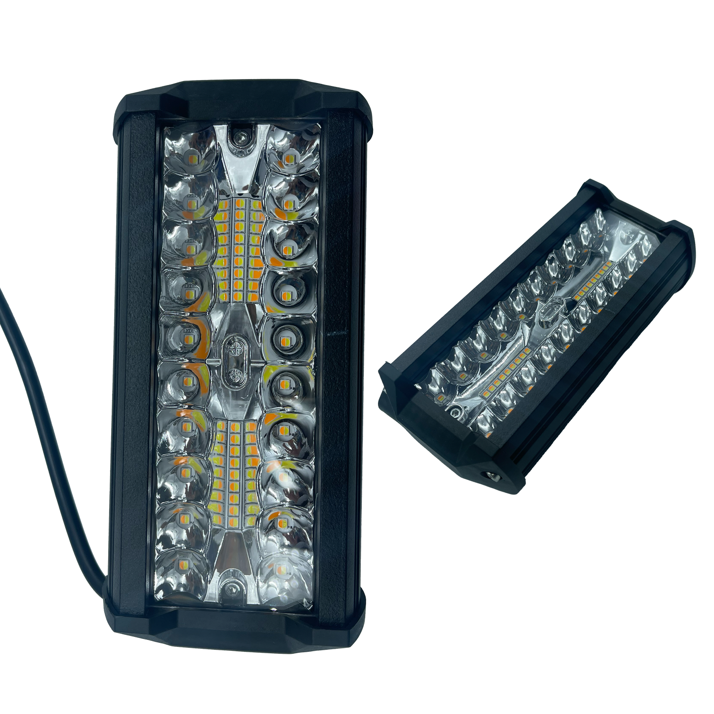 Faro Rectangular 13.5CM 40 LED Fijo+Estrobo Blanco/Ámbar 10/30V cc