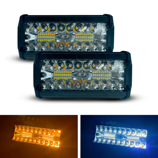 Faro Rectangular 13.5CM 40 LED Fijo+Estrobo Blanco/Ámbar 10/30V cc