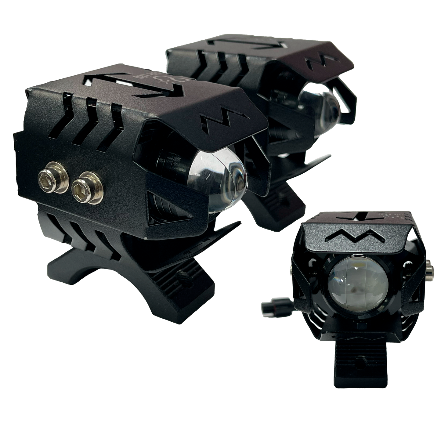 Faro Led para Moto 1 Lupa con Abrazadera y Carcasa Fijo Blanco/Ámbar 12V cc