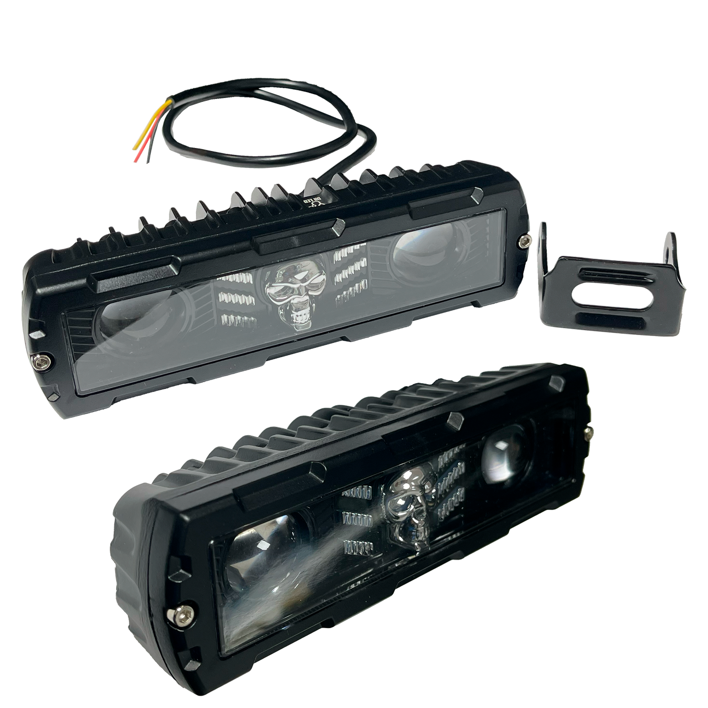 Faro Led Barra 2 Lupas Calavera Fijo Blanco/Ámbar 10/30V cc