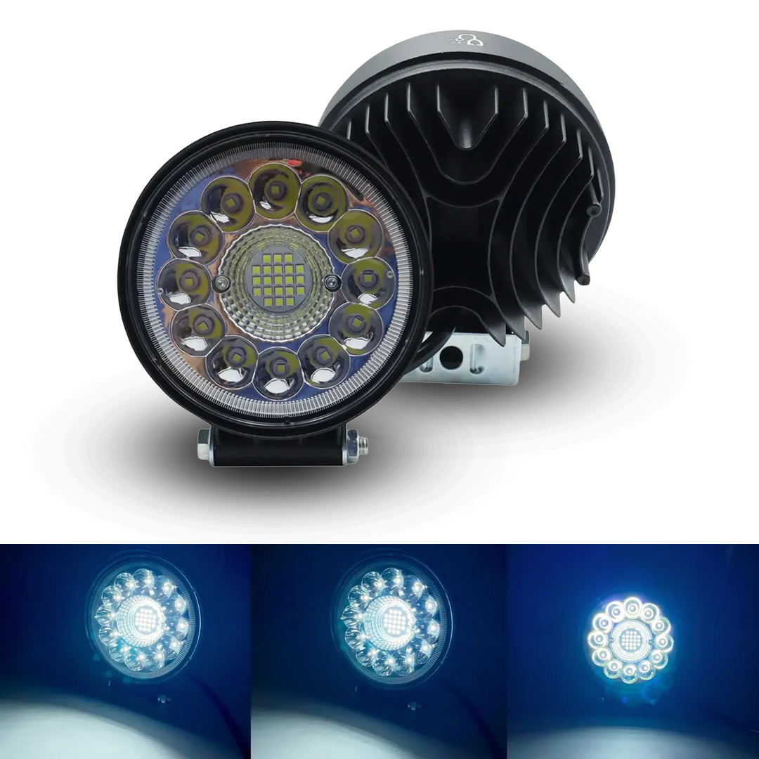 Faro de Led Redondo Flor Blanco Fijo/Estrobo 43 LEDS 10/30V cc