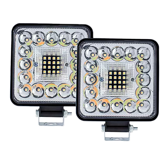 Faro de Led Cuadrado Flor Blanco Fijo/Estrobo 43 LEDS 10/30V cc