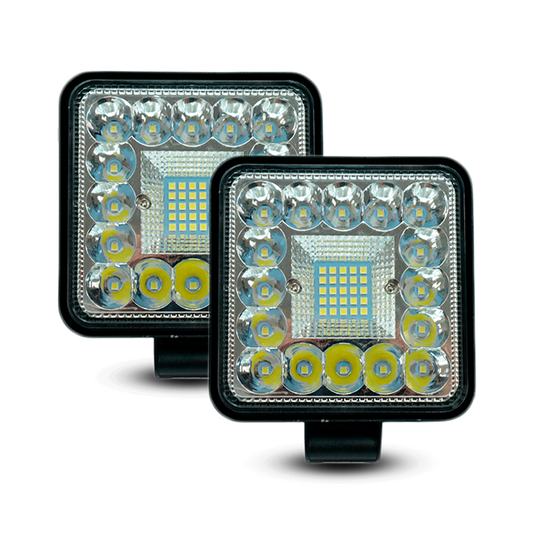 Faro de Led Cuadrado Flor Blanco Fijo/Estrobo 43 LEDS 10/30V cc