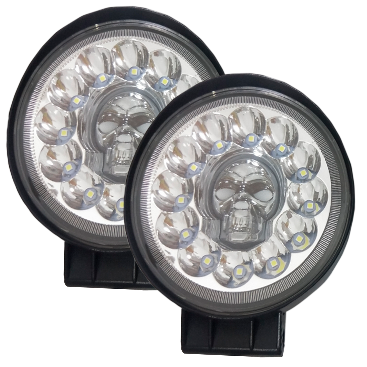 Faro Redondo 12 LEDS Fijo+Estrobo Blanco Calavera Multicolor Slim 10/30V cc