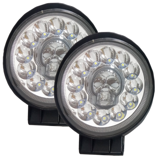 Faro Redondo 12 LEDS Fijo+Estrobo Blanco Calavera Multicolor Slim 10/30V cc