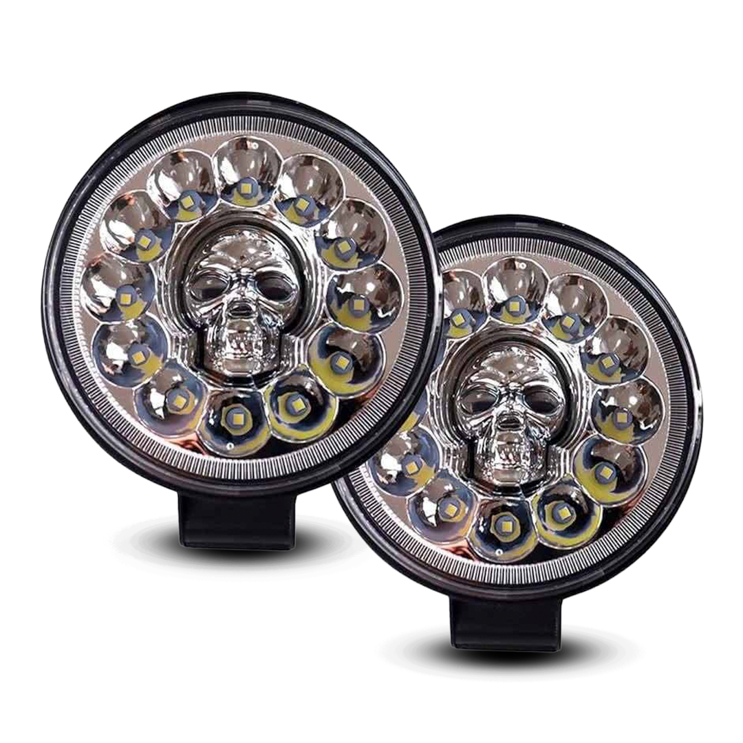 Faro Redondo 12 LEDS Fijo+Estrobo Blanco Calavera Multicolor Slim 10/30V cc