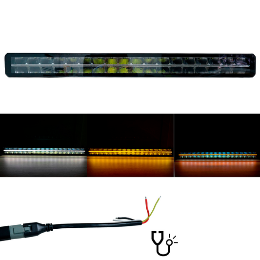 Barra de LED Reflejante de 32" Blanco/Ámbar Fijo 12-24 V cc