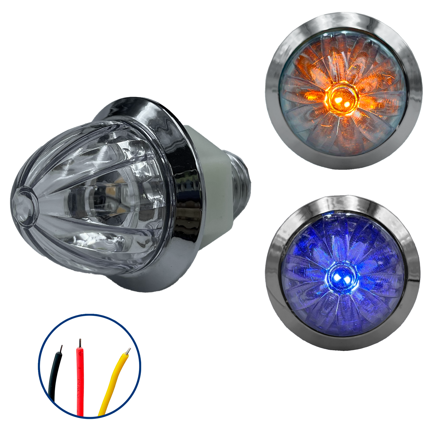 Plafón Led 1" Fijo+Estrobo Dual Color Ámbar (12V cc)