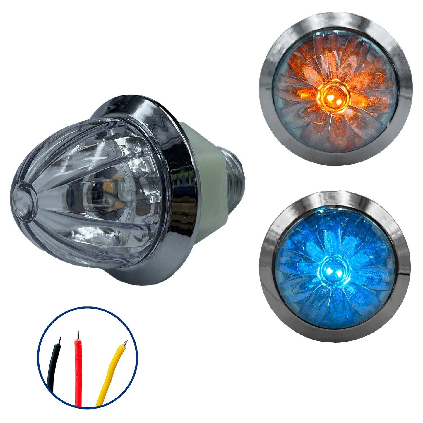 Plafón Led 1" Fijo+Estrobo Dual Color Ámbar (12V cc)