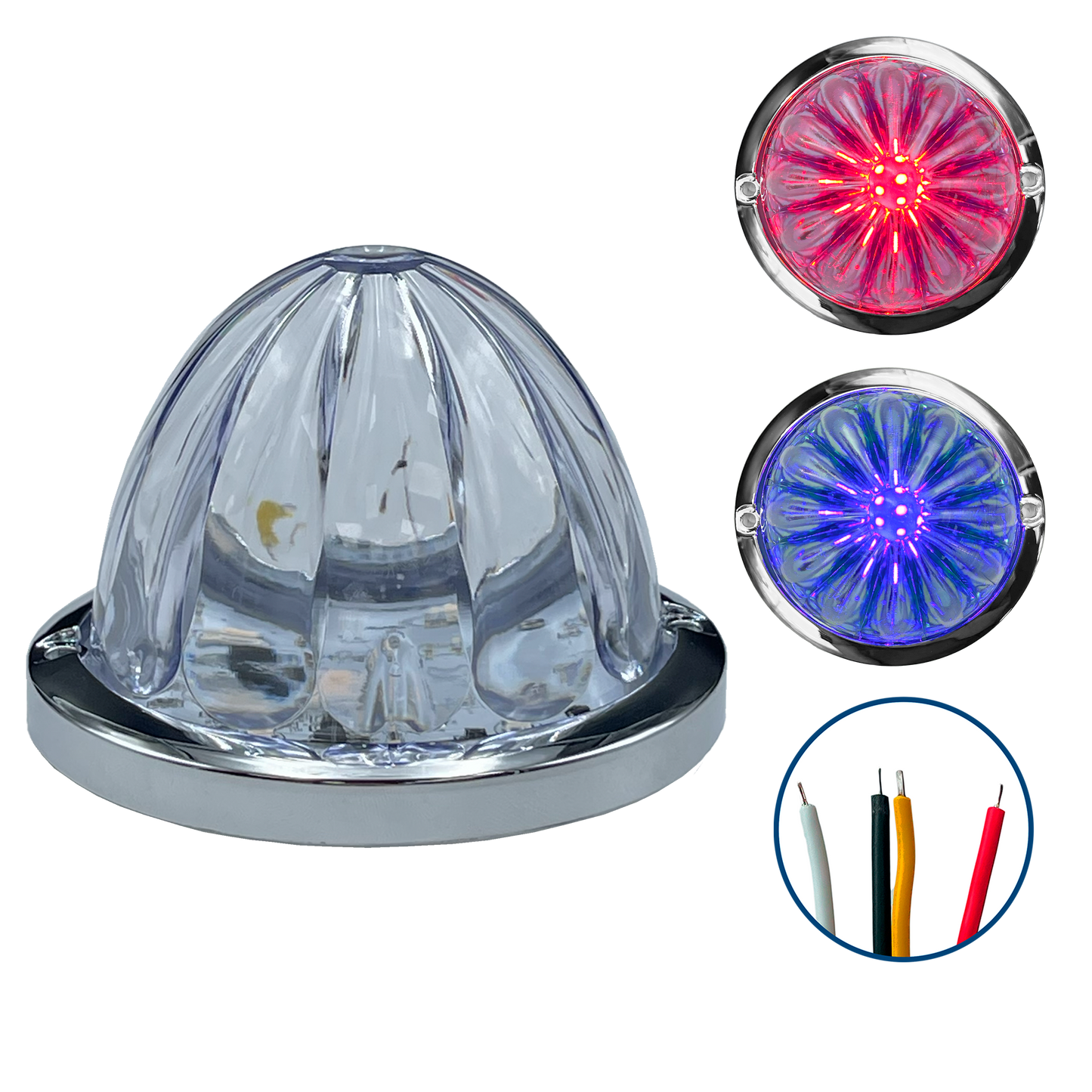 Plafon Led 3" Watermelon Fijo+Estrobo Dual Rojo 12/24V cc