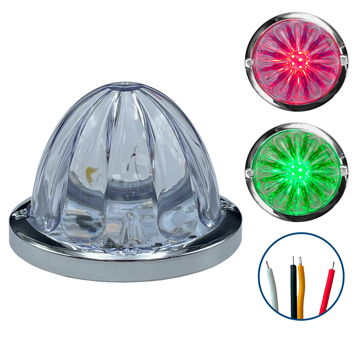 Plafon Led 3" Watermelon Fijo+Estrobo Dual Rojo 12/24V cc