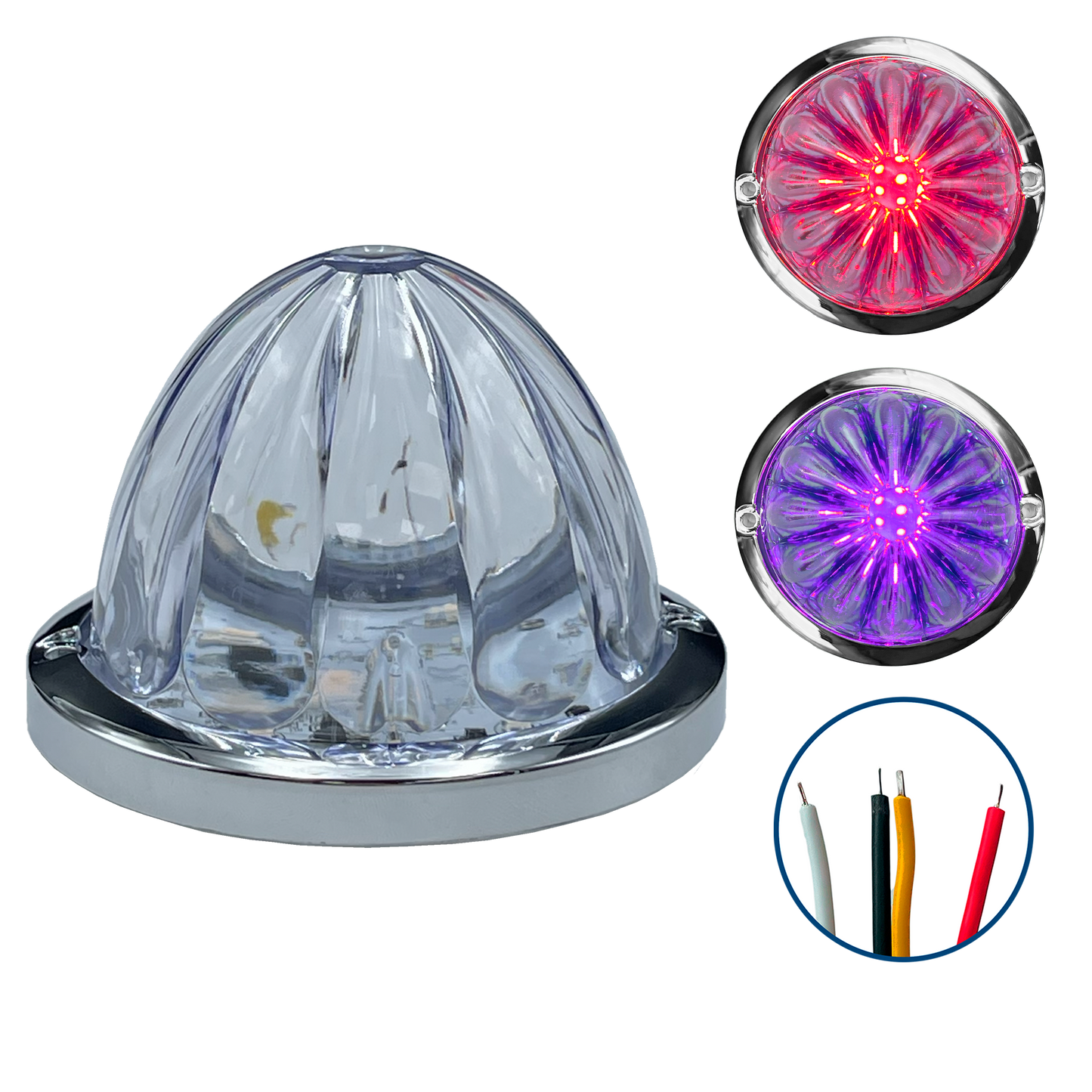 Plafon Led 3" Watermelon Fijo+Estrobo Dual Rojo 12/24V cc