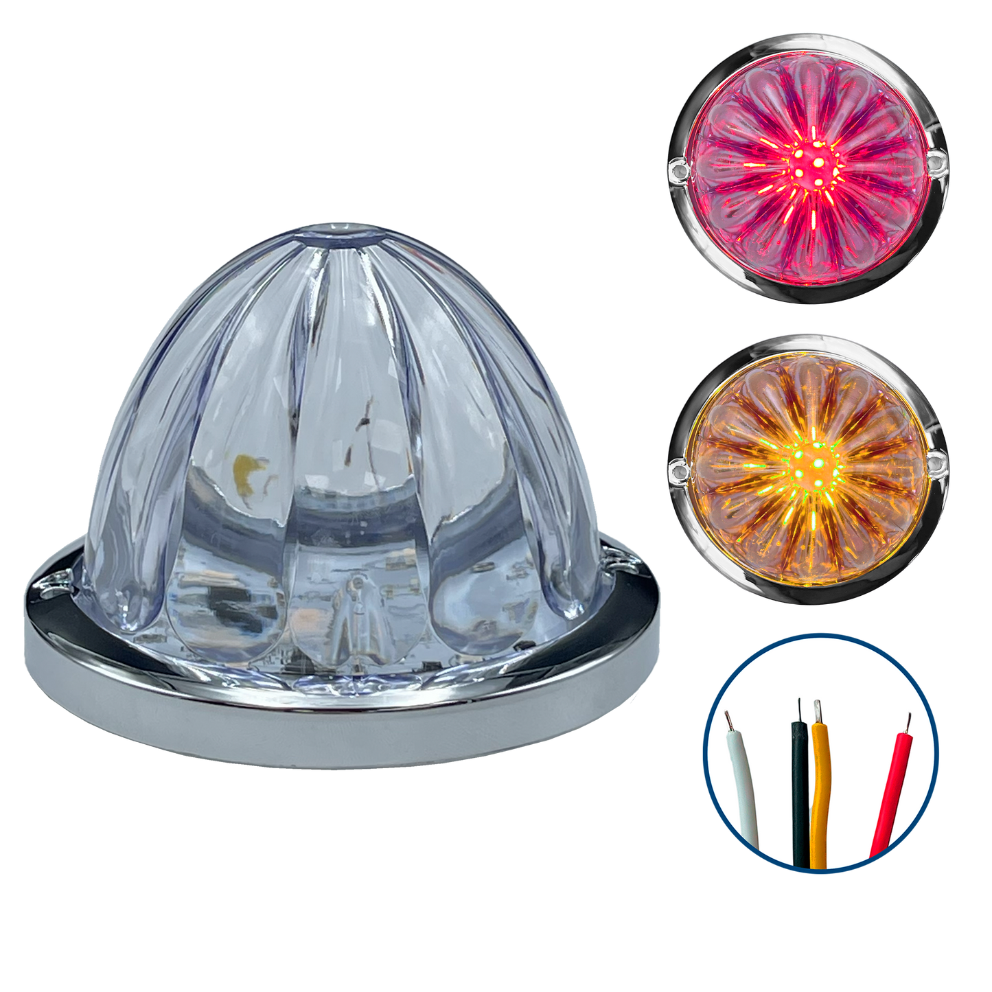 Plafon Led 3" Watermelon Fijo+Estrobo Dual Rojo 12/24V cc