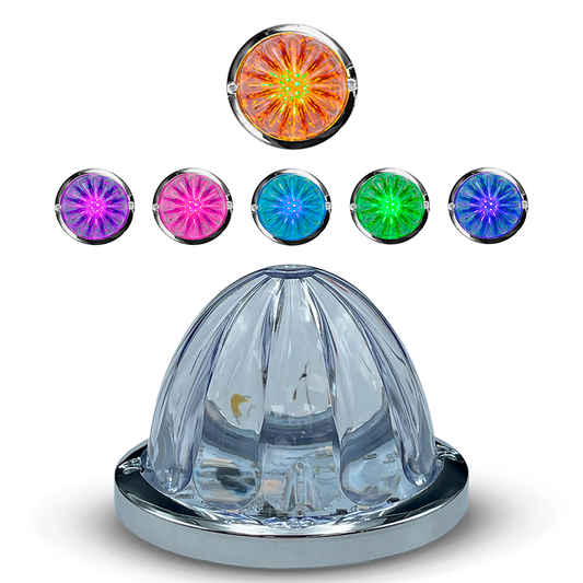 Plafon Led 3" Watermelon Fijo+Estrobo Dual Ámbar 12/24V cc