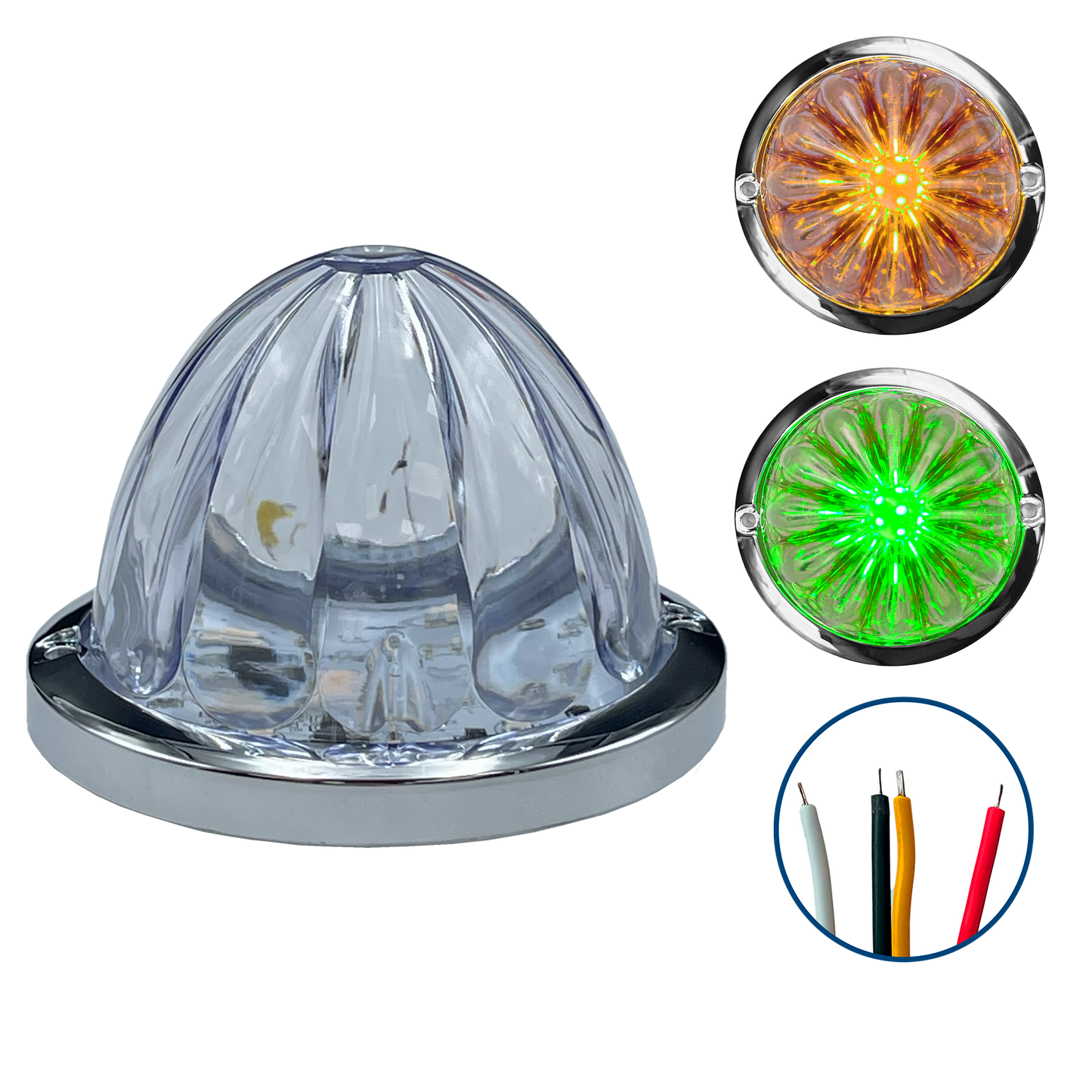 Plafon Led 3" Watermelon Fijo+Estrobo Dual Ámbar 12/24V cc