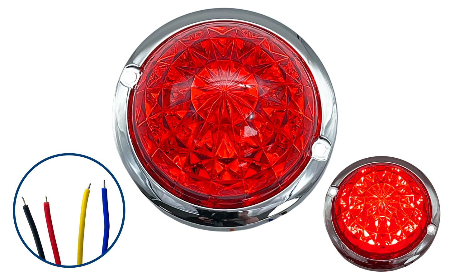 Plafón Led Redondo de 3" Diamante con Brida Cromada 12/24V cc
