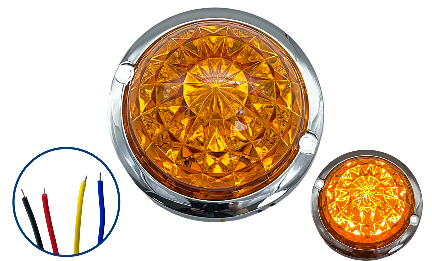 Plafón Led Redondo de 3" Diamante con Brida Cromada 12/24V cc