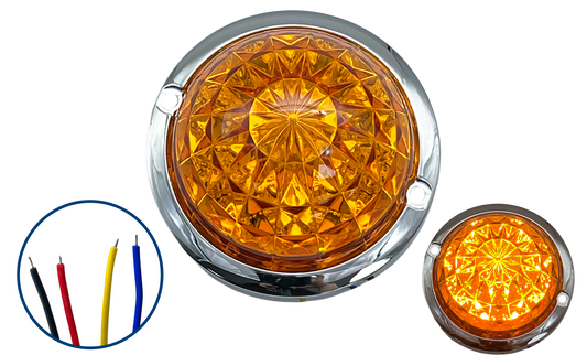 Plafón Led Redondo de 3" Diamante con Brida Cromada 12/24V cc
