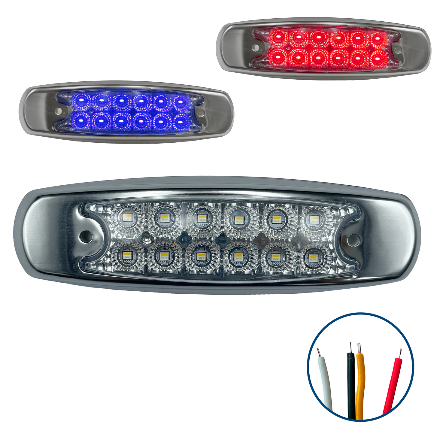 Plafon Led Tipo Peterbilt 12 Leds con Estrobo Dual 12/24V cc Rojo
