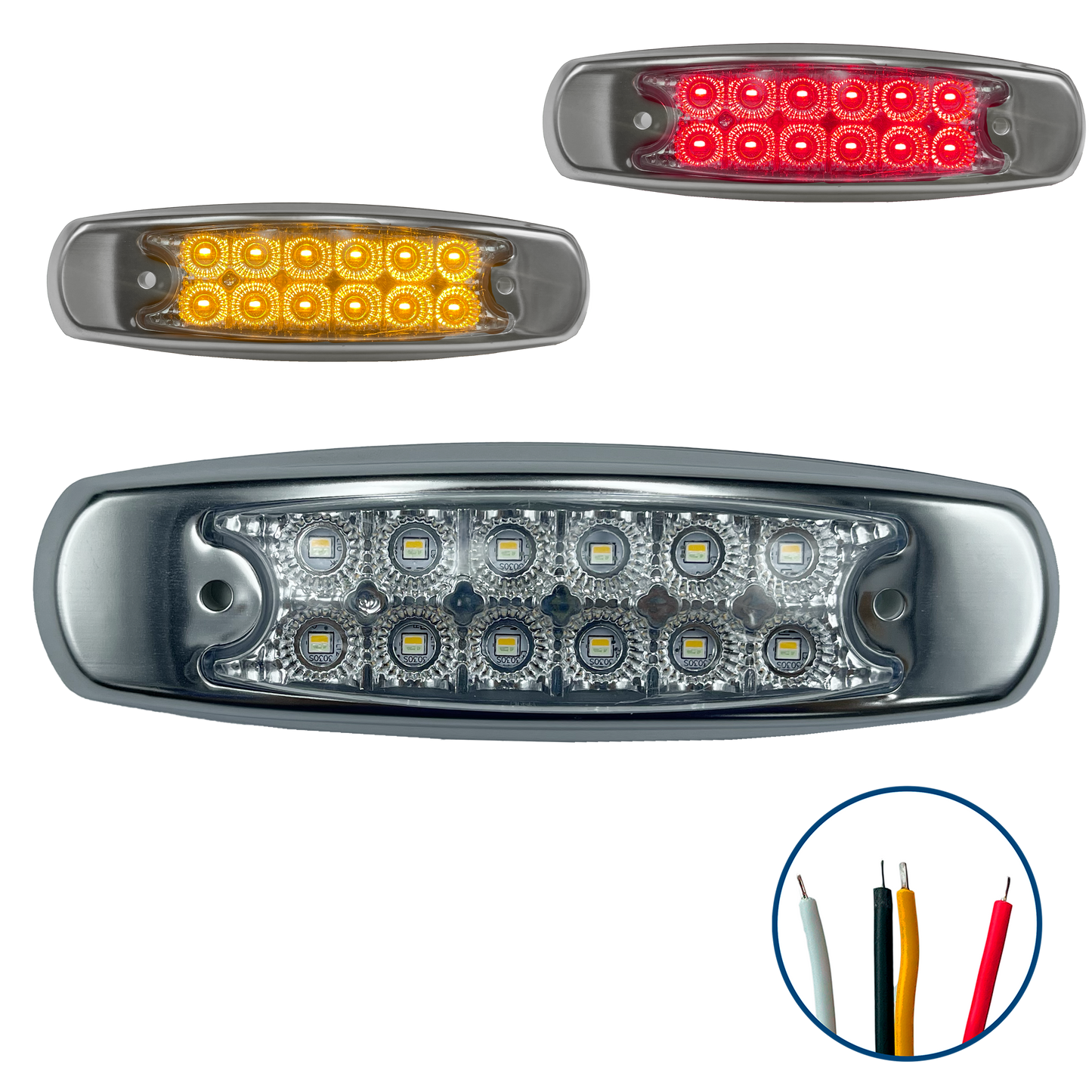 Plafon Led Tipo Peterbilt 12 Leds con Estrobo Dual 12/24V cc Rojo
