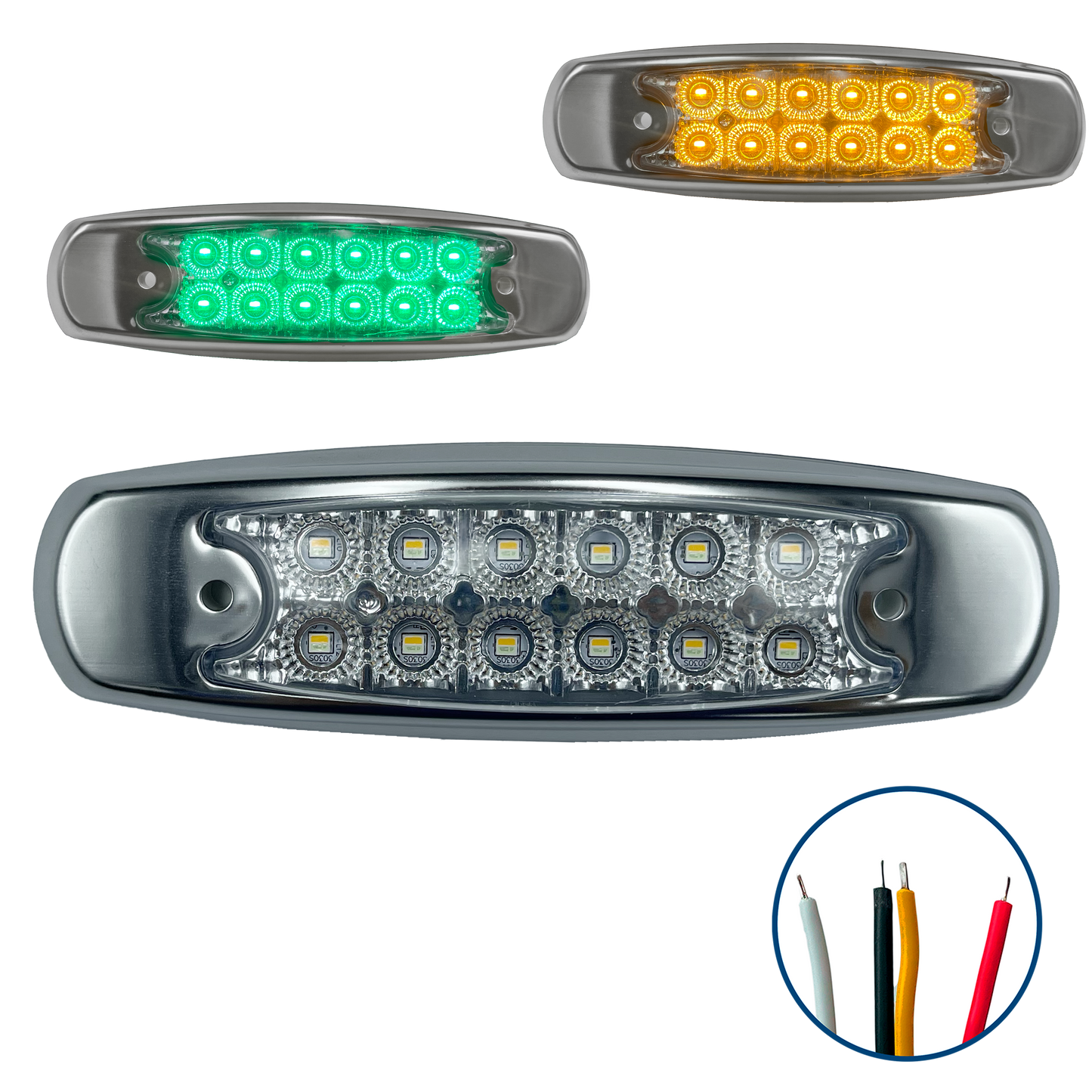 Plafon Led Tipo Peterbilt 12 Leds con Estrobo Dual 12/24V cc Ámbar